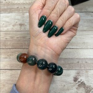 16mm Polished Agate Stone Jumbo Beaded Stretch Bracelet